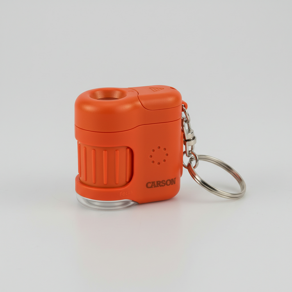Mikroskop Carson MM-280 Micro Mini mit Schlüsselanhänger orange